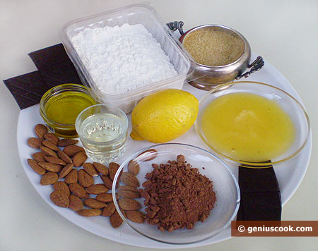 Ингрединты для шоколадно-миндального печенья
