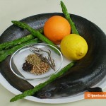 Ингредиенты для угря в апельсиновом маринаде со спаржей