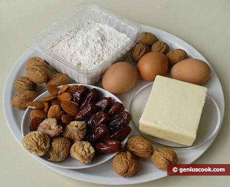 Ингредиенты для коржиков с финиками и орехами