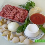 Ингредиенты для ракушек фаршированных мясом и сыром