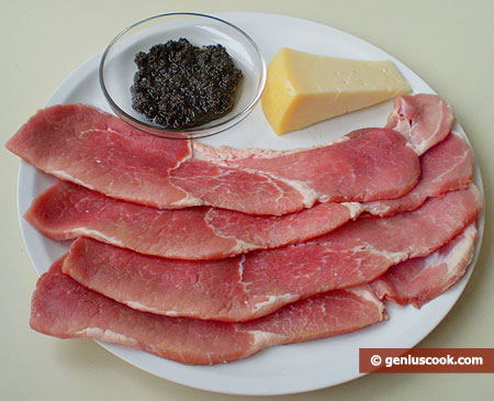 Ингредиенты для свиного филе с трюфельной пастой и сыром