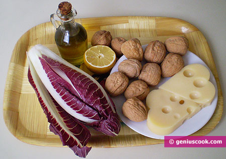 Ингредиенты для радиккьо с сыром и орехами