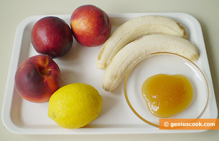 Ингредиенты для сорбета из бананов и персиков