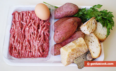 Ингредиенты для крокетов с мясом и картофлелем