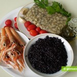 Ингредиенты для скампи и вонголе с чёрным рисом