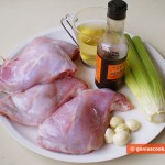 Ингредиенты для кролика в соусе с сельдереем и белым вином