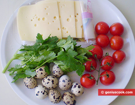 Ингредиенты для канапе с перепелиными яйцами