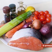 Ингредиенты для рыбы с овощами